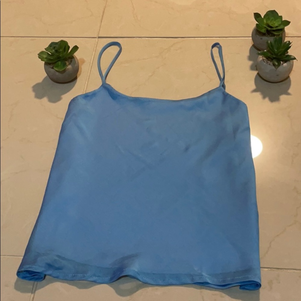 Blue silky top